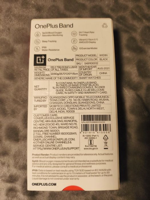 OnePlus Band (Preto) – Smartwatch / Smartband Fitness [Novo/Como Novo]