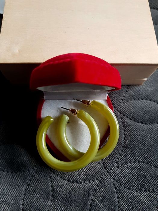 Śliczne kolczyki koła kolor zielony zielone kolczyki kółka vintage