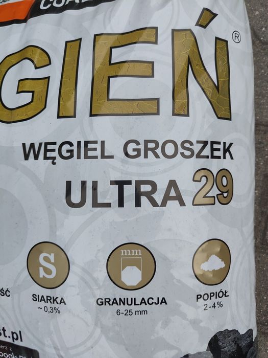 Węgiel Groszek Ogień ULTRA 29 tylko 3% popiołu oryginalny wysoka jakość