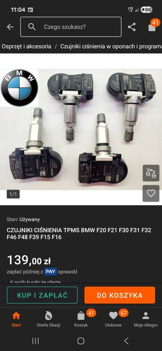 Czujniki cisnienia opon BMW