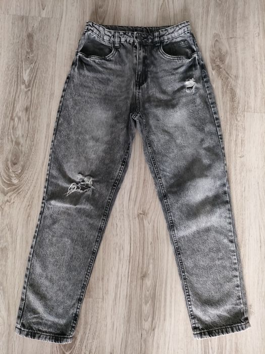 Szare przecierane spodnie r.158 cm