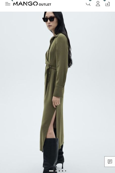 Платье макси mango с-м оливковое вискоза