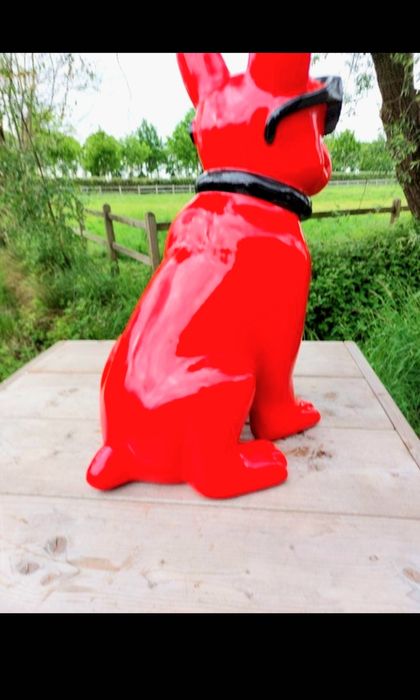 Statue Bulldog Francês Funny Dog com Óculos – Vermelho – 60 cm – Polyresin
