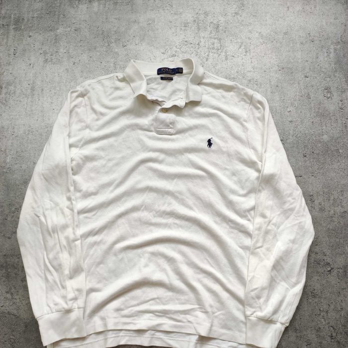 MĘSKA Elegancka PREMIUM Koszulka Biała Polo Ralph Lauren Długi Rękaw