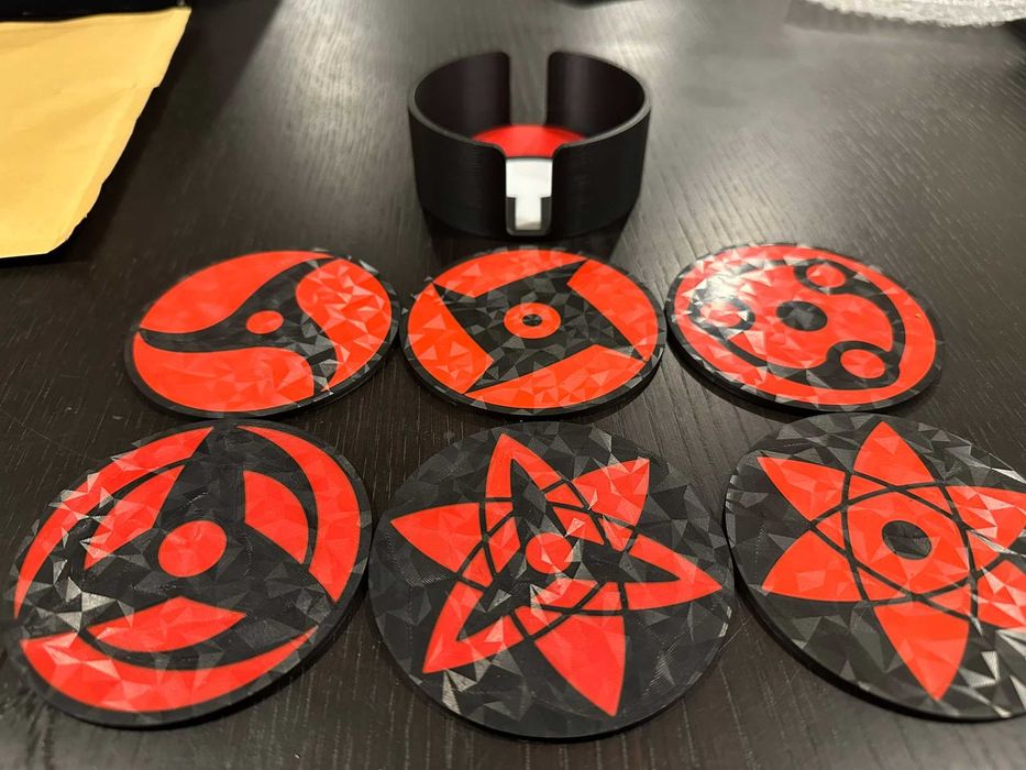 Conjunto Porta-Copos Naruto (Sharingan) com Suporte