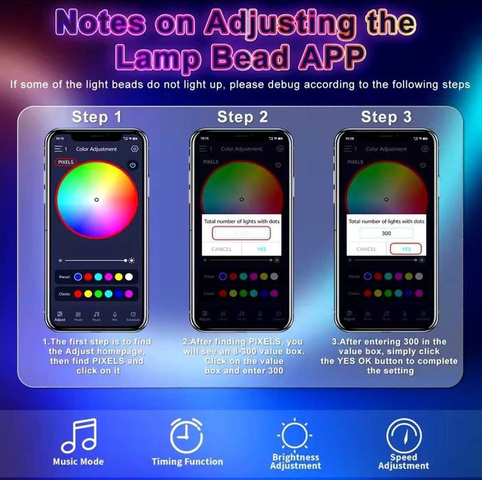 RGBIC Світлодіодна стрічка Неонова USB Bluetooth 1, 2, 3, 5 м.