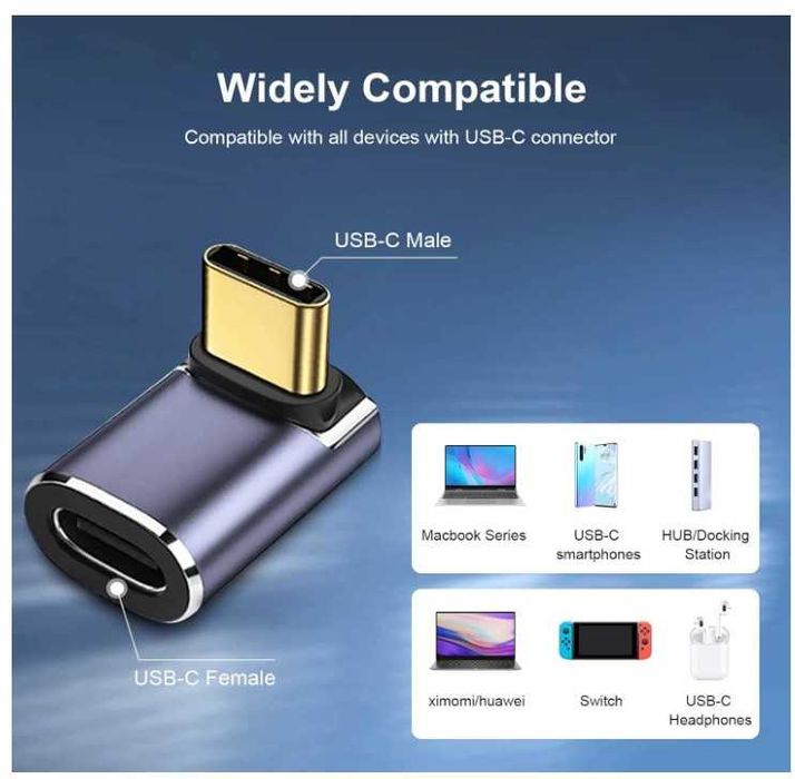 Adapter kątowy USB C 100W 40Gbps 8K 2 sztuki RUIZHI
