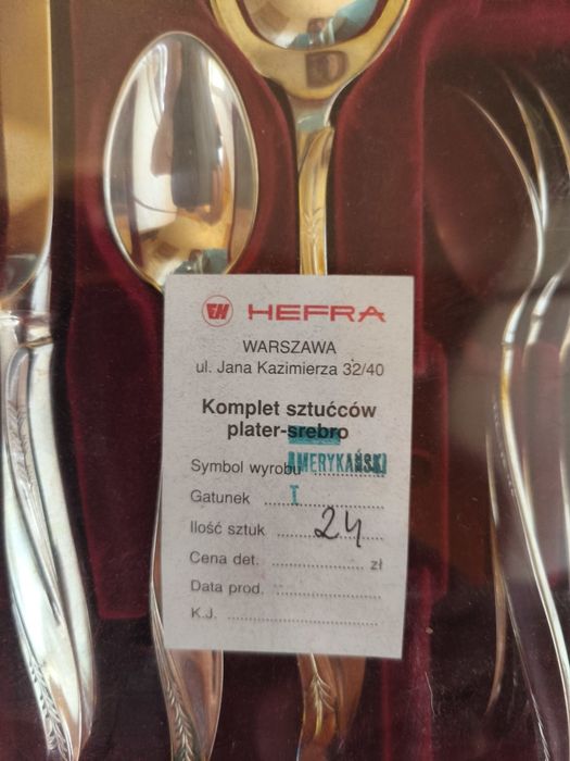Nowe posrebrzane sztućce Hefra 39szt