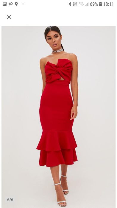 Nowa Czerwona Sukienka PrettyLittleThing 36 S 38 M