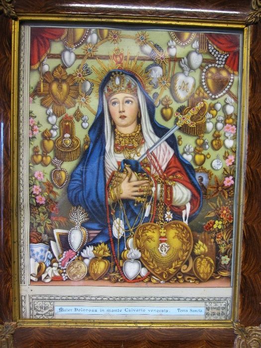 antiga imagem religiosa emoldurada-Mater Dolorosa in Monte Calvario