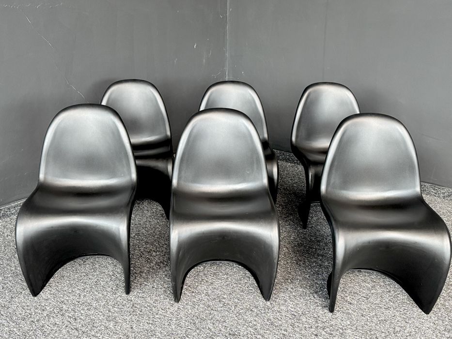 Krzesła typu Panton 6 szt. czarny mat – designerskie
