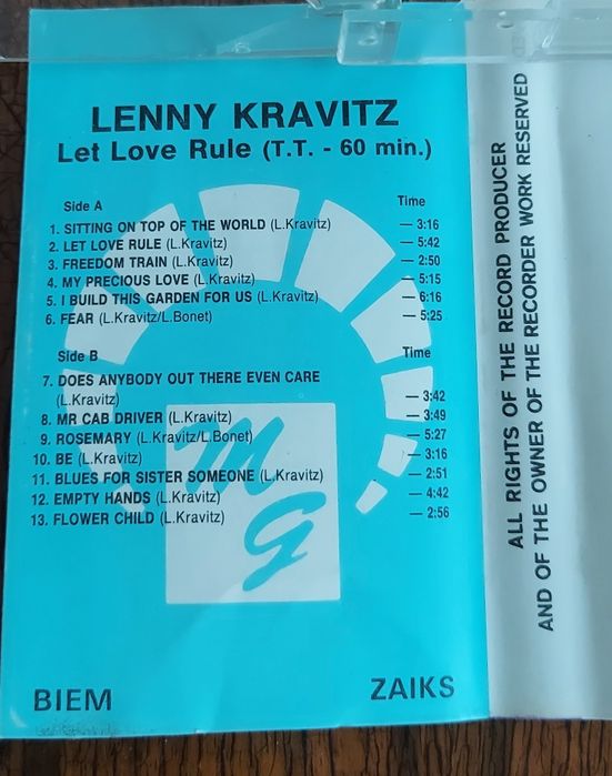 Lenny Kravitz – Let Love Rule 1990 kaseta
