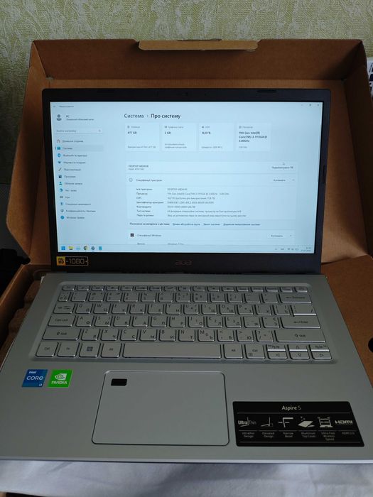 Acer Aspire 5 IPS FullHD 14/ Core i3-1115/RAM 16ГБ/SSD 512ГБ/MX350 2ГБ