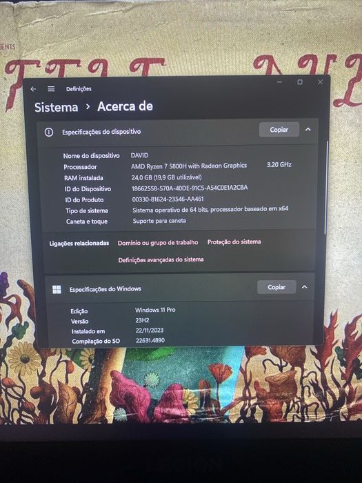 Portatil Lenovo Legion - Ryzen 7 5800H, RTX 3060, 512gb, 24GB Ram.