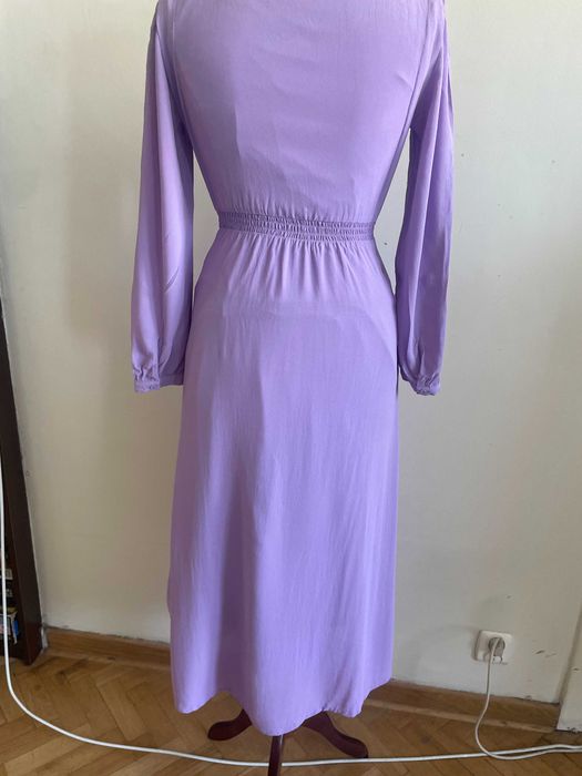 Liliowa sukienka z wiskozy, francuski Vintage.