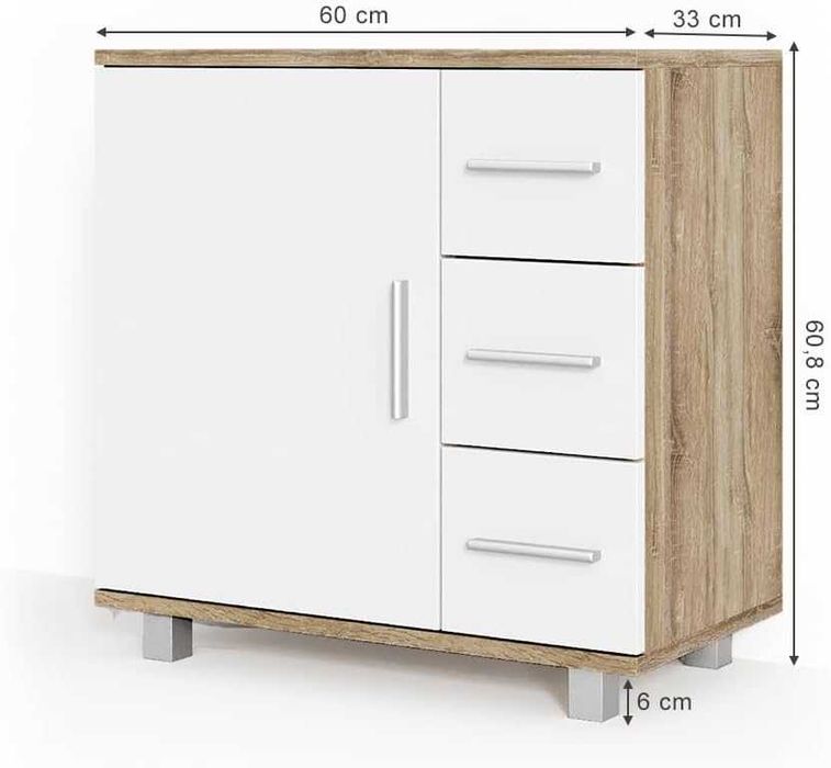 Szafka Łazienkowa pod Umywalkę, Sonoma/Biała, Vicco Ilias