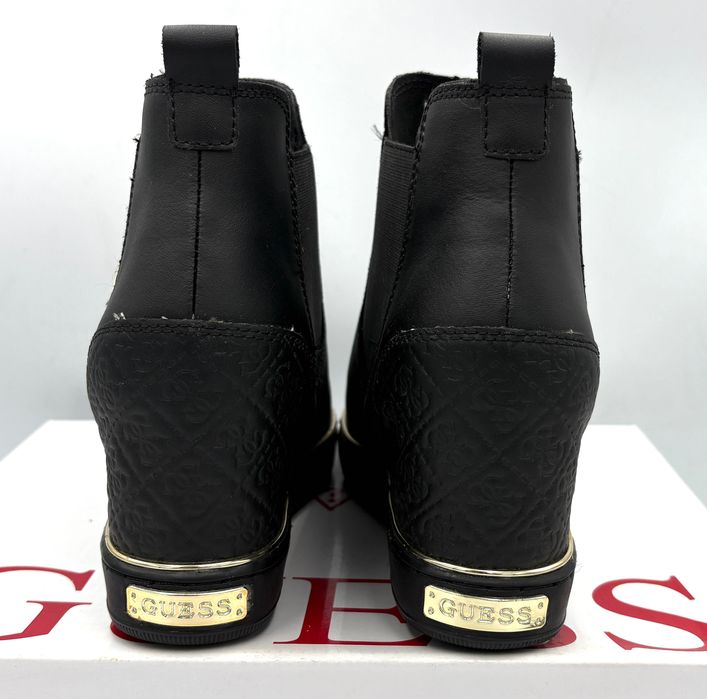 ‼️Nowe oryginalne botki GUESS Freda czarne 38 AZ087 skóra koturna 10cm