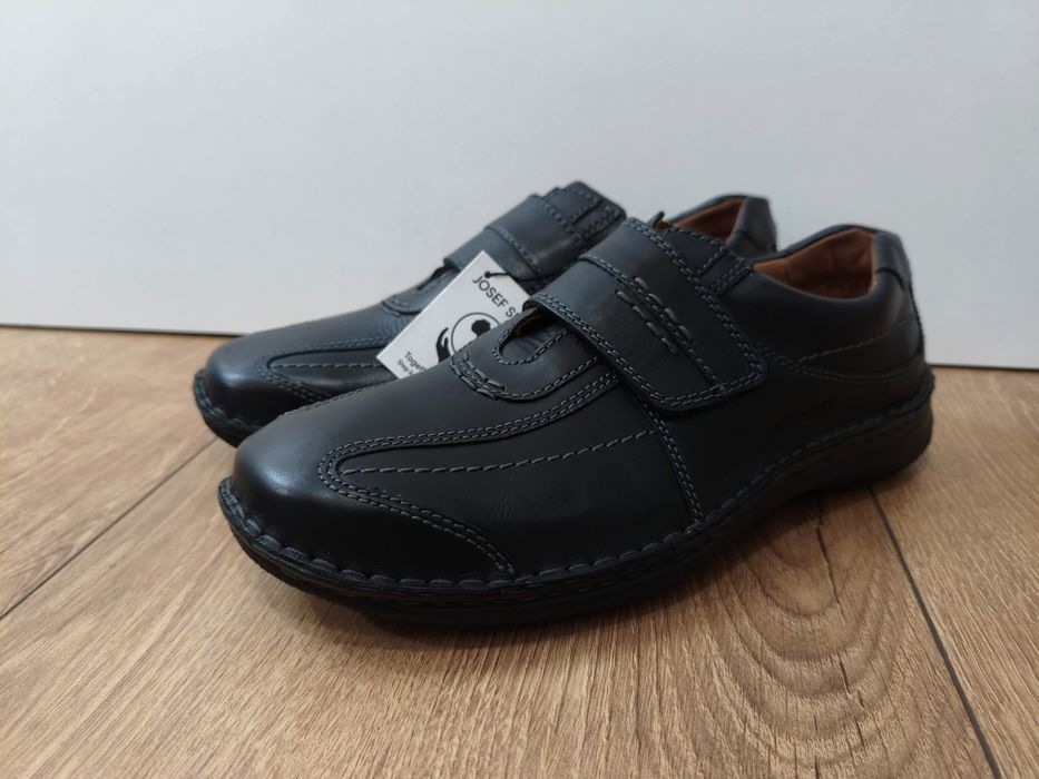 Buty Josef Seibel półbuty skórzane męskie na rzepy szerokie 40 26,5cm