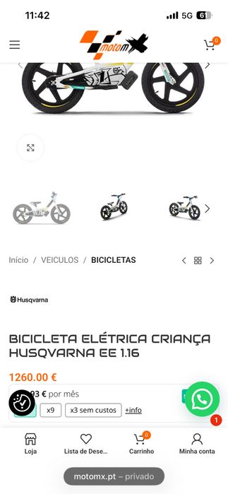 Bicicleta eletrica husqvarna  roda 16