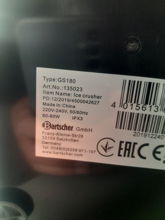 Kruszarka do lodu 15 kg/h 4 ICE+ Bartscher 135023