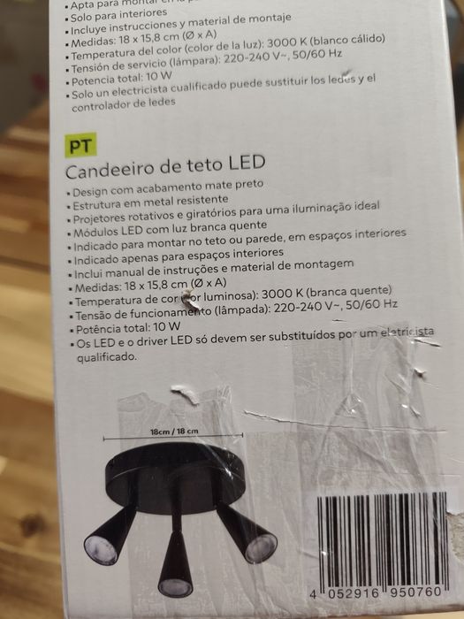 Candeeiro 3 focos novo