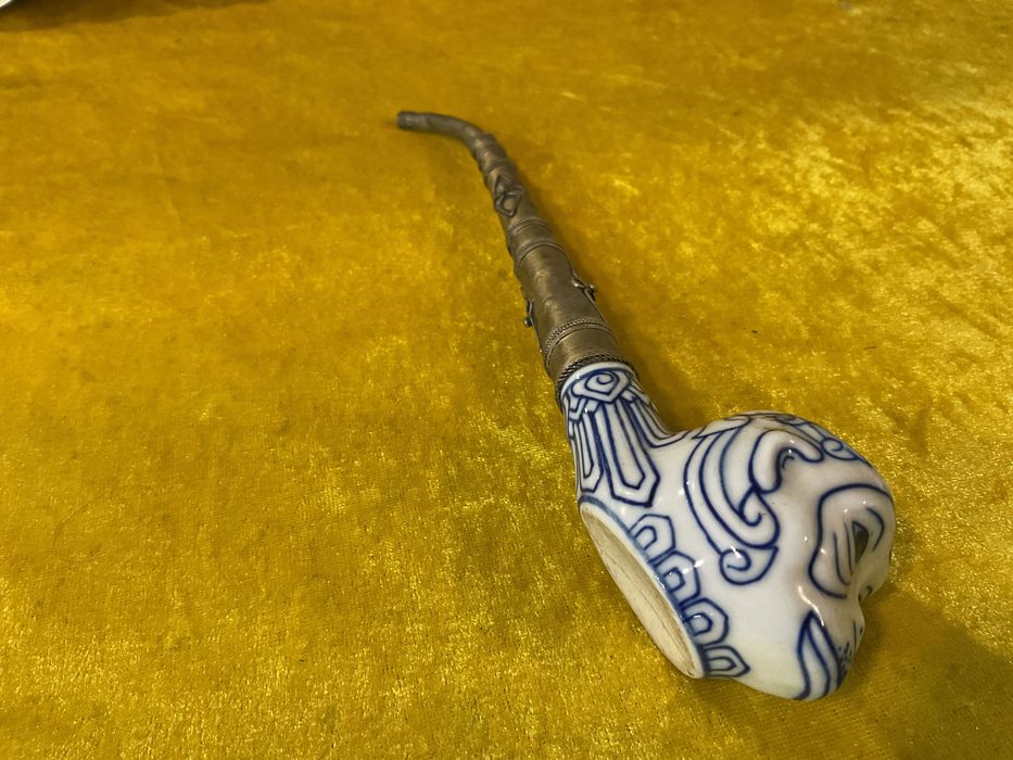 Cachimbo porcelana boquilha metal
