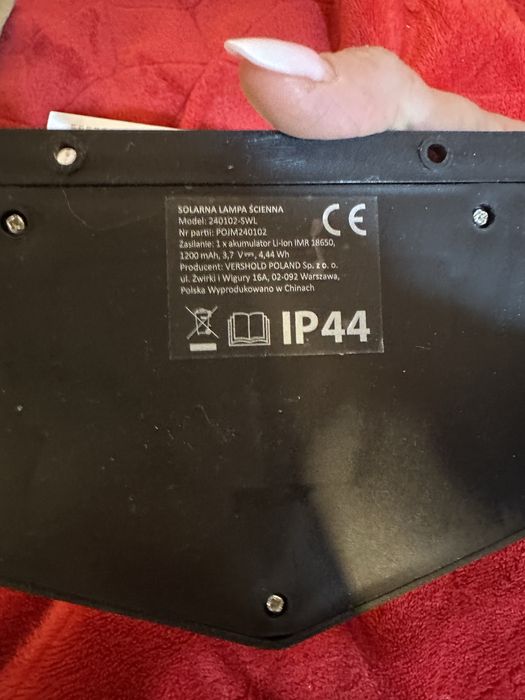 Solarna lampa ścienna LED 100 diod + czujnik ruchu IP44 nowa