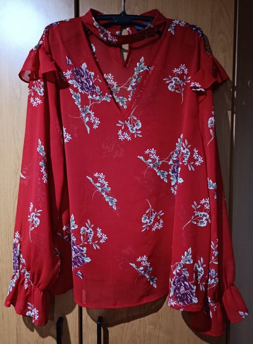 Czerwona koszula Primark 46 kwiaty