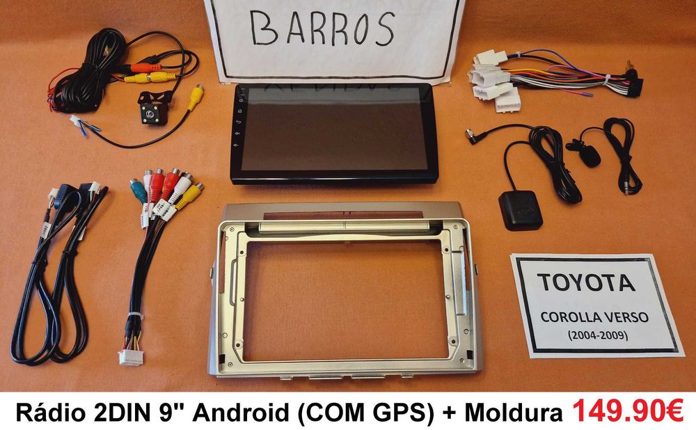 (NOVO) Rádio 2DIN • Toyota • Verso • Corolla Verso • Android [4+64GB]