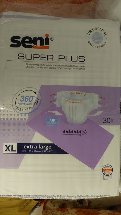 Pieluchomajtki Super Seni Plus rozmiary L i XL oraz Seni Active Normal XL