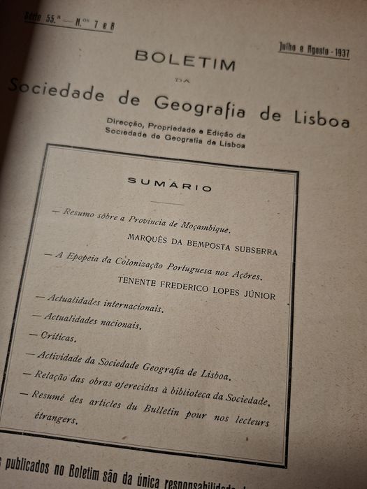 Moçambique Boletim da Sociedade Geografia de Lisboa ano 1937