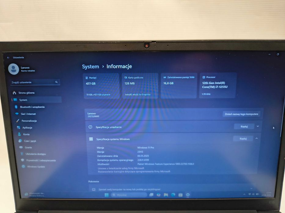 Laptop Lenovo ThinkPad E15 Gen 4 i7-1255U 16/256GB