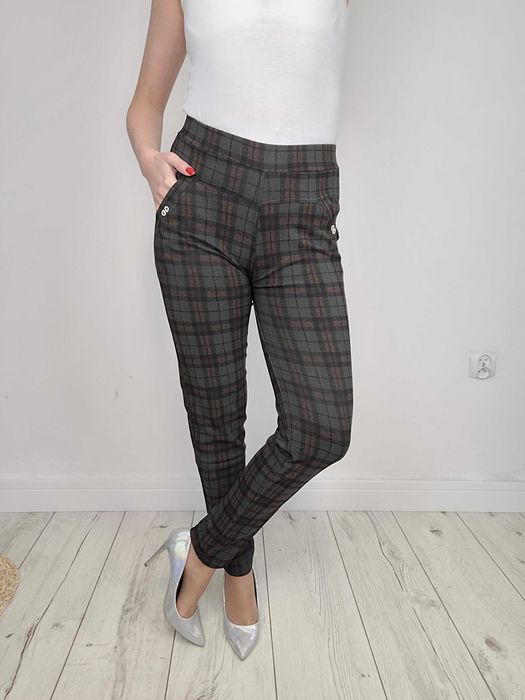 Spodnie rozm. S-6XL eleganckie w kratkę Tu kupujesz S/M