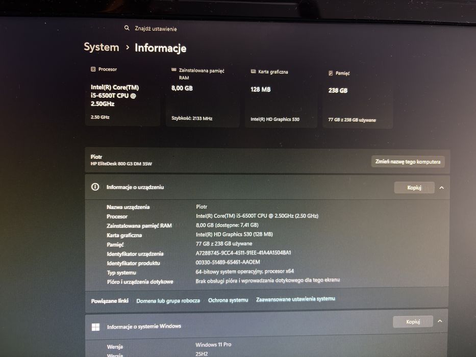 HP Elitedesk 800 G3 Mini