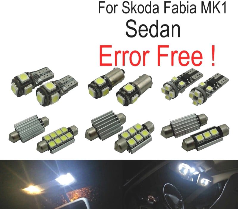 KIT COMPLETO 14 LAMPADAS LED INTERIOR PARA SKODA FABIA 1 MK1 MKI BERLINA SEDAN 99-07