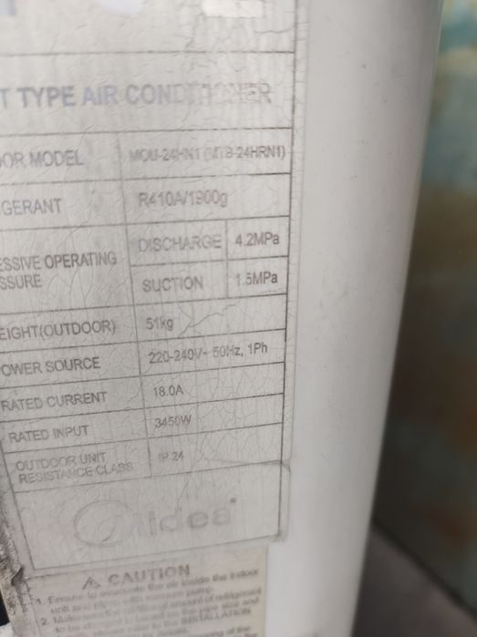 Продам бу канальний кондиціонер MIDEA  MTB-24HRN1/MOU-24HN1