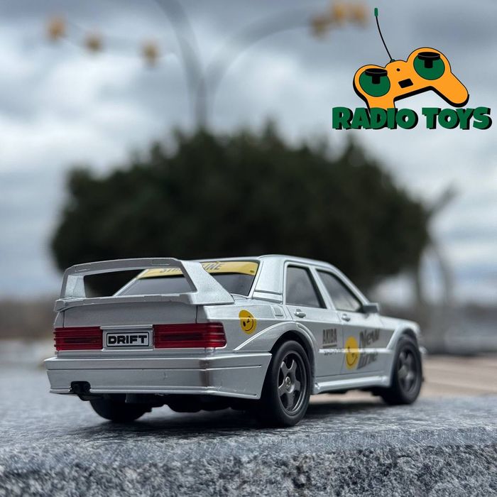 Дрифт машинка Mercedes W201 Mini Drift Сіра на радіокеруванні 1:43