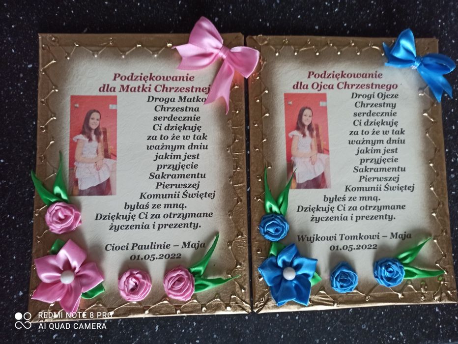 Podziękowanie dla chrzestnych dziadków