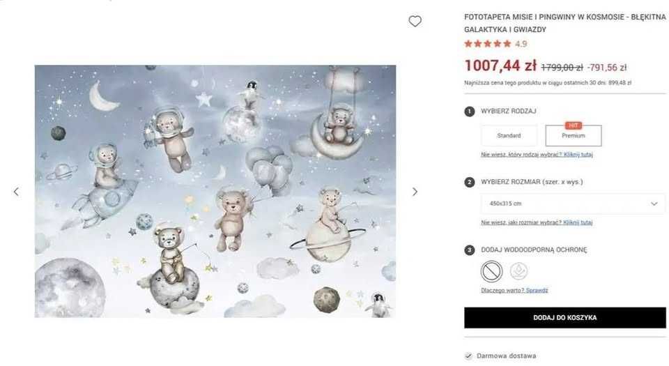 Prezent dla dziecka do świąt Fototapeta "PREMIUM" MISIE I PINGWINY!