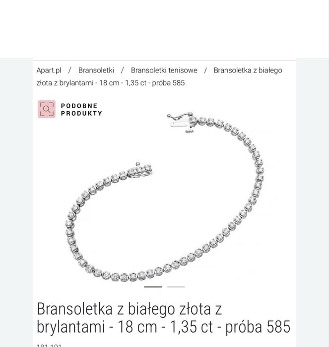 Bransoletka z białego złota z brylantami - 18 cm