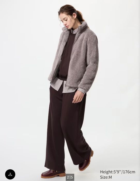 Пухнаста флісова куртка UNIQLO на блискавці, розмір L