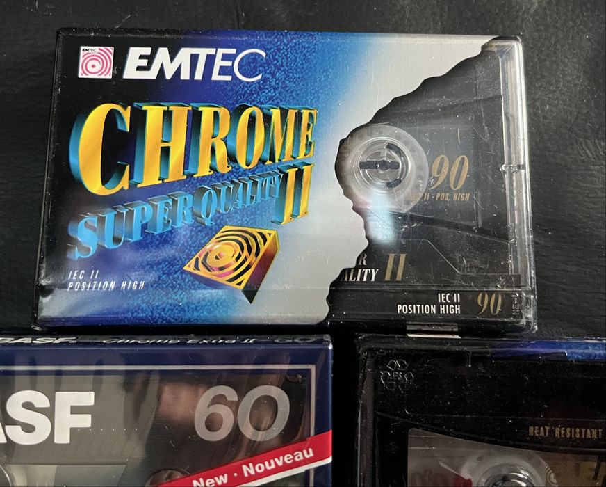 3 Nowe Kasety Magnetofonowe EMTEC Chrome Super Quality II 90 , BASF 60 Chrome Extra II