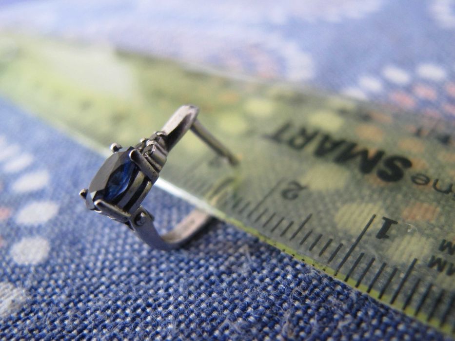 Серьги с сапфиром и фианитами 925 проба Золотой век