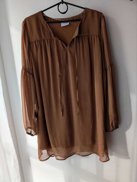 Zwiewna sukienka / tunika VRS Woman – brązowa, rozmiar M