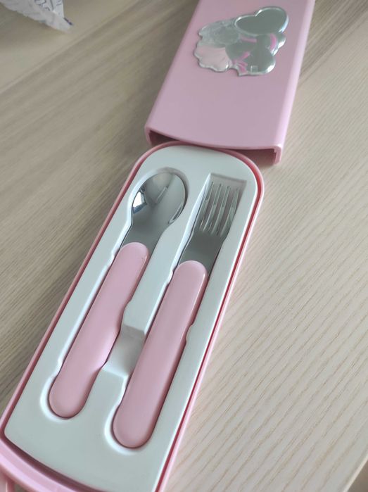 Caixa de talheres de bebé em laminado de prata NOVA64586358934403123