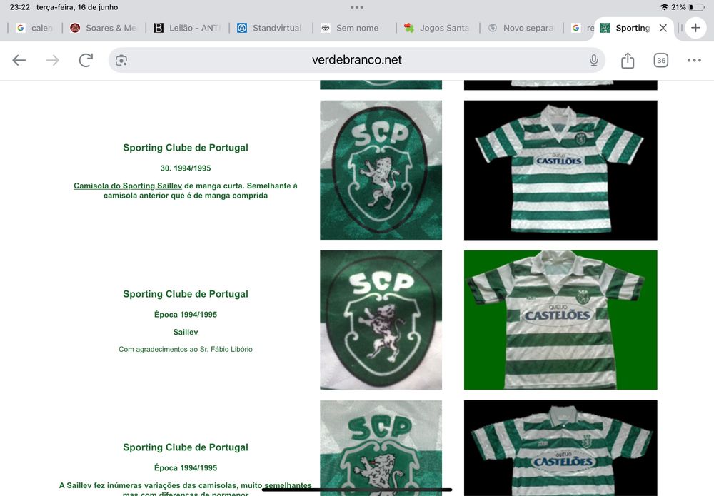 Antiga camisola do Sporting Clube de Portugal da marca Saillev Rara