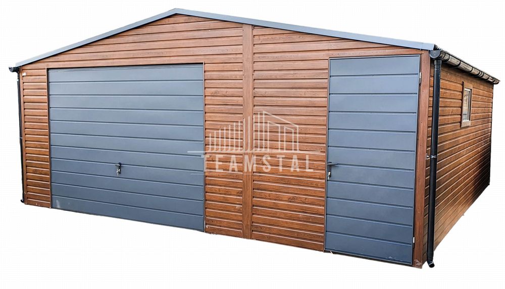 GARAŻ BLASZANY 6m x 5,8m - dwuspad - Brama + drzwi + okno  TS293