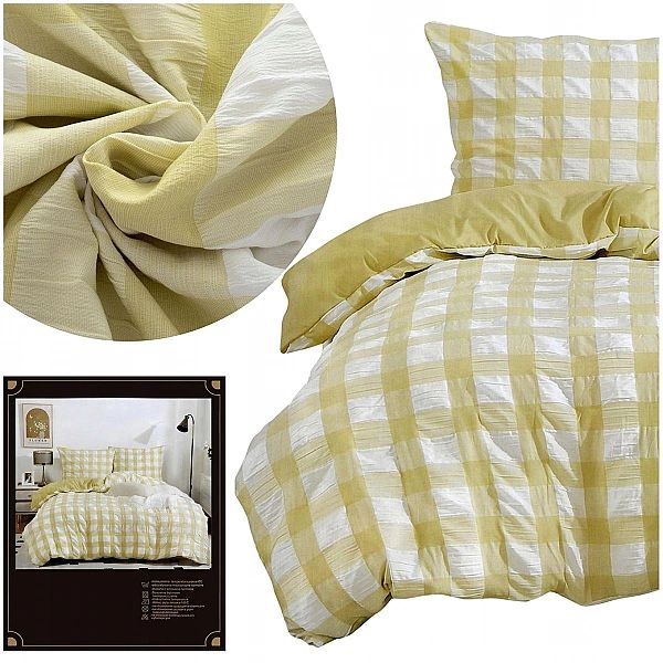 Pościel 200x220/3cz Bawełniana Kora Klasyczna Kratka Komplet Arturo