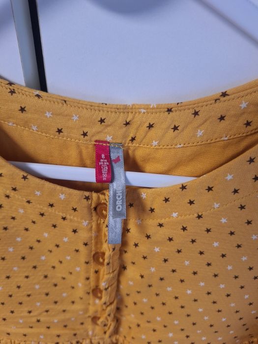 Bluzka 128 tunika dla dziewczynki na długi rękaw żółta Bluzka