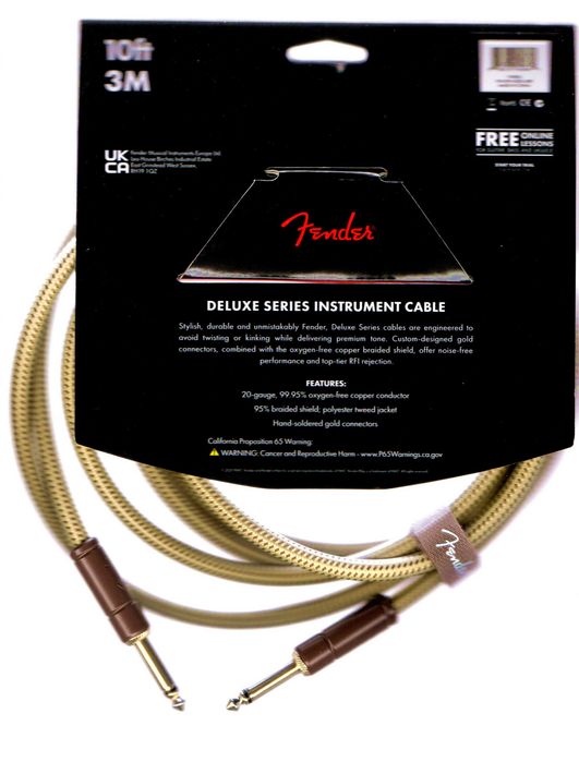 Fender * Deluxe * Cable 3m Tweed - cabo para instrumento Qualidade superior